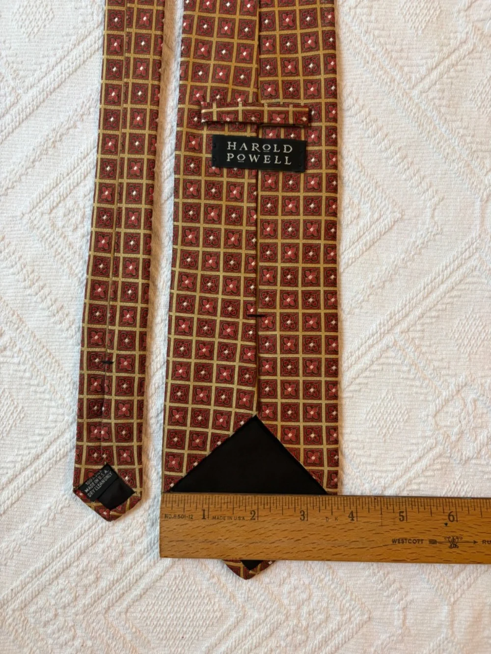 Vintage Harold Powell Geometric Silk Tie - Made in USA